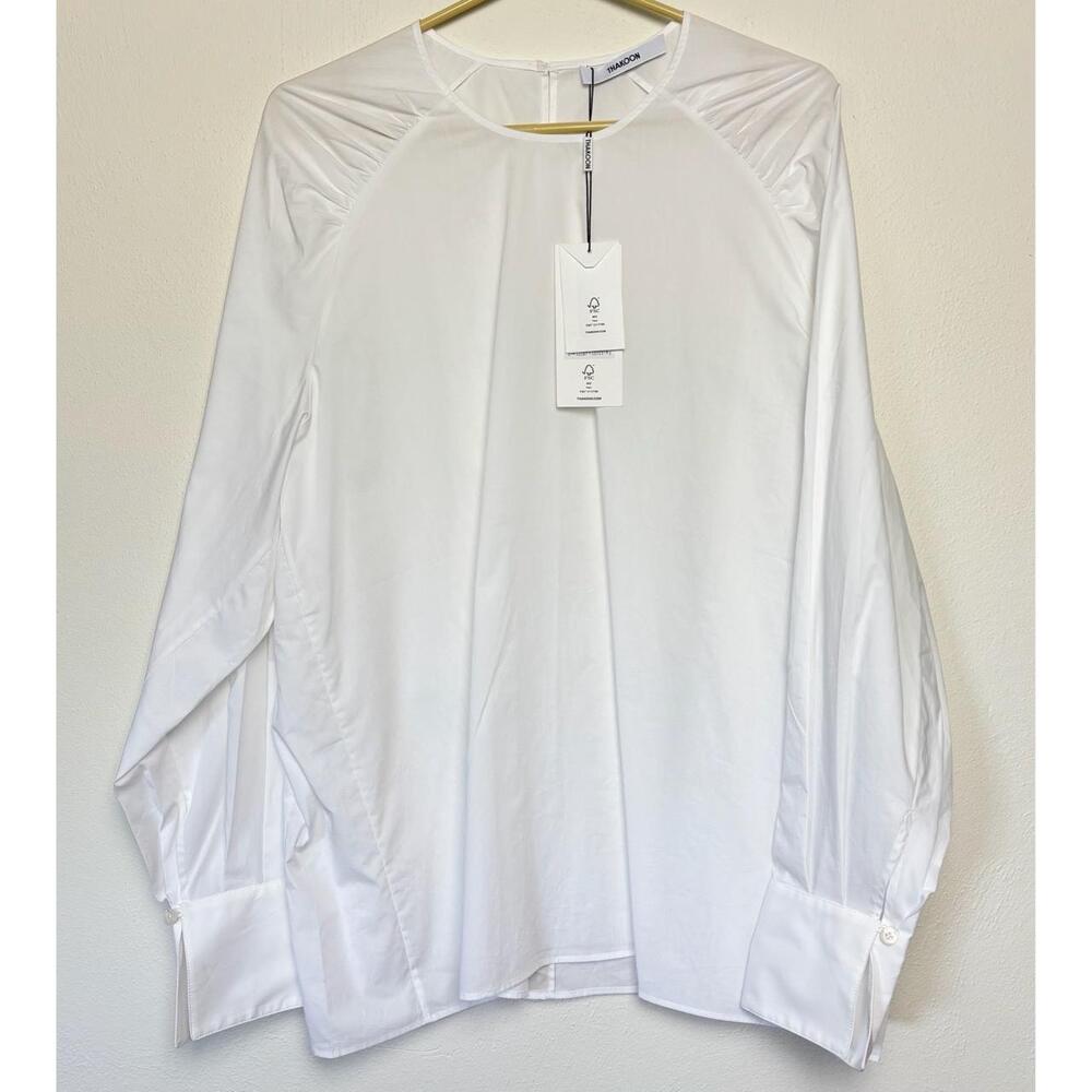 NWT Thakoon Shirt Womens Size XL White Poplin Pullover Raglan Long Sleeve Chic
